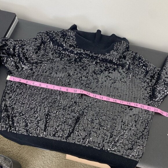 J. Crew Collection Women's Sequin Reversible Zip Up Turtleneck Sweater Size L - Picture 7 of 9